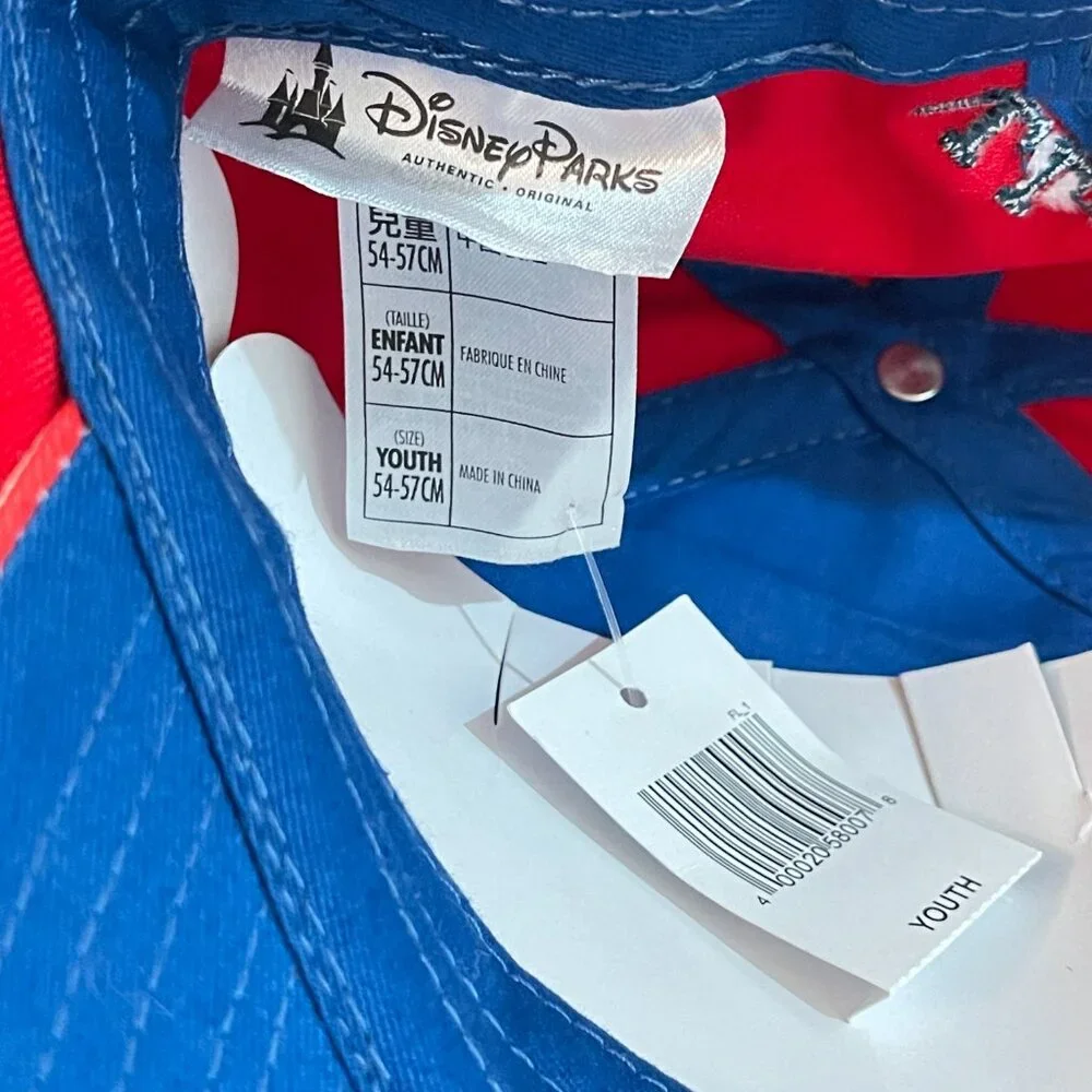 New Disney Parks Hat Cap Youth All American Mickey Mouse Red White Blue Unisex